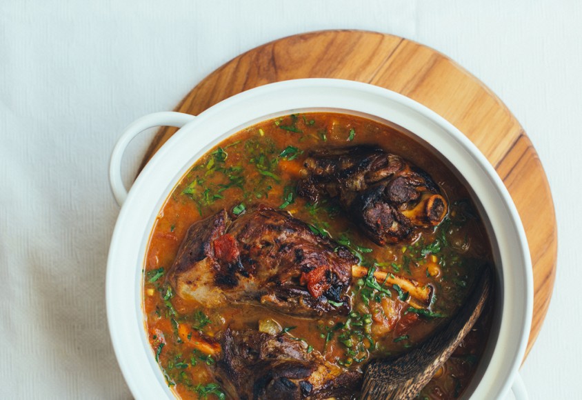 Tomato & Saffron Braised Lamb Shanks