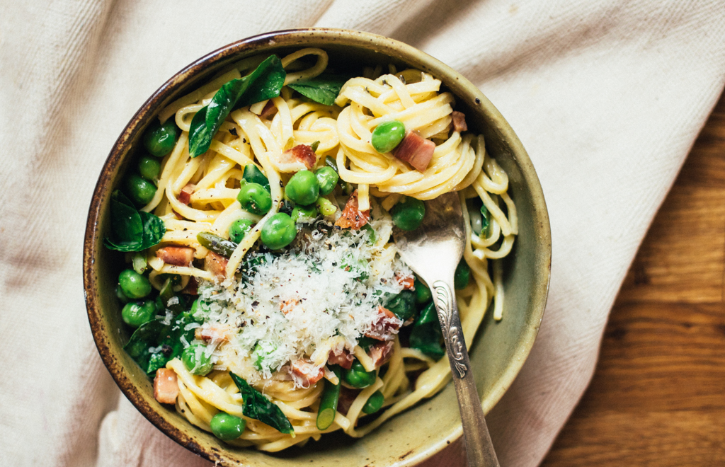 Sweet Pea Spaghetti Carbonara