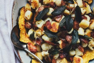 Pan-fried Gnocchi with Roasted Squash, Bacon, and Sage
