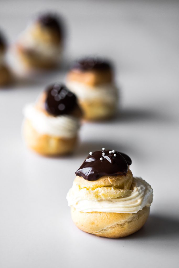 Close up shot of finished Choux à la Crème