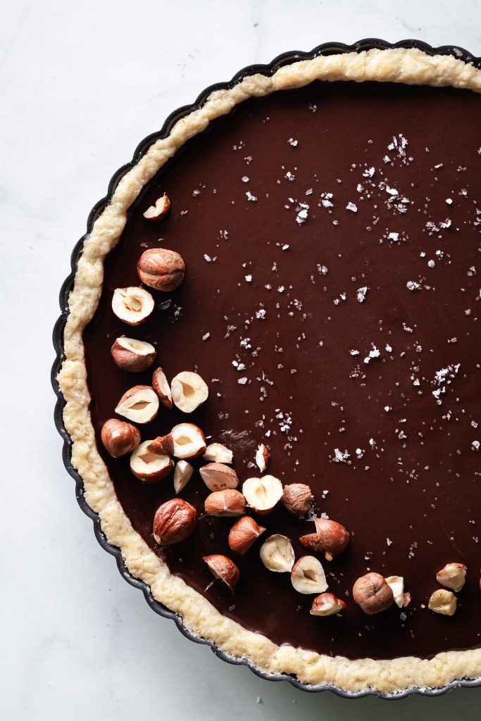 Salted chocolate ganache tart